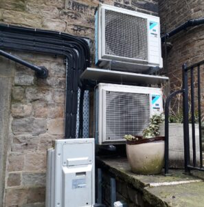 Heat pumps at The Alliance, in the old Lancashire and Yorkshire Bank